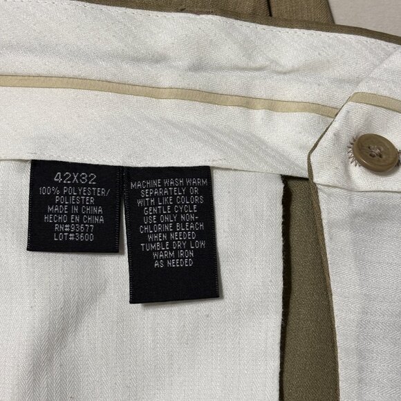 J. Ferrar Mens Dress Pants 42x32‎ Pleated Khaki Tan Polyester Slacks - Picture 7 of 10